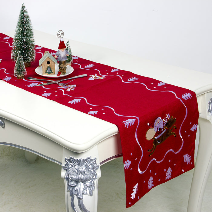 Embroidered Fabric Santa Table Banner Christmas Ornament
