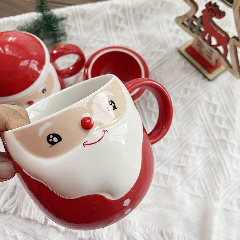 Santa Face Ceramic Mug — Assorted Expressions