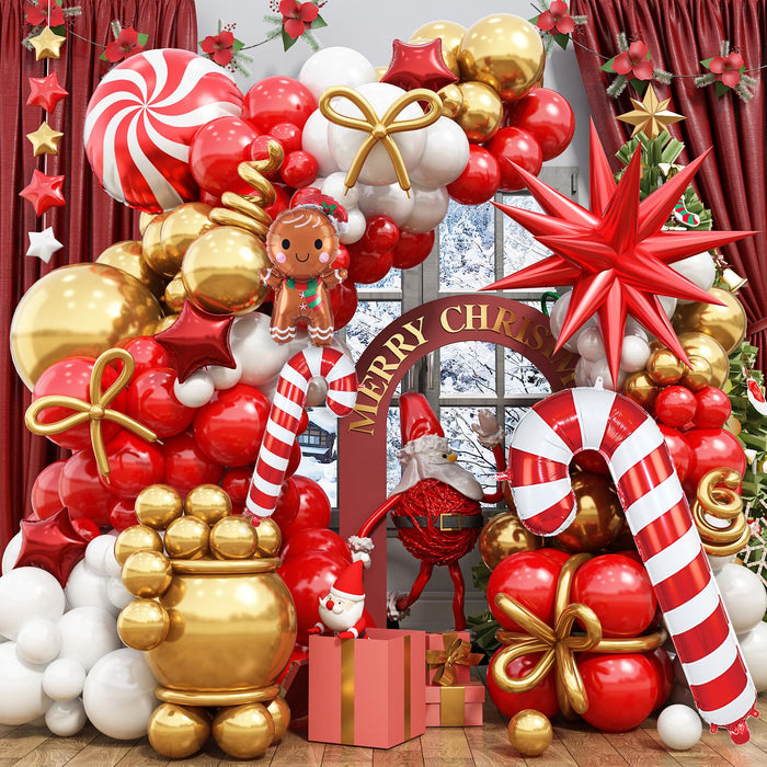 Red, White & Gold Christmas Balloon Garland Kit