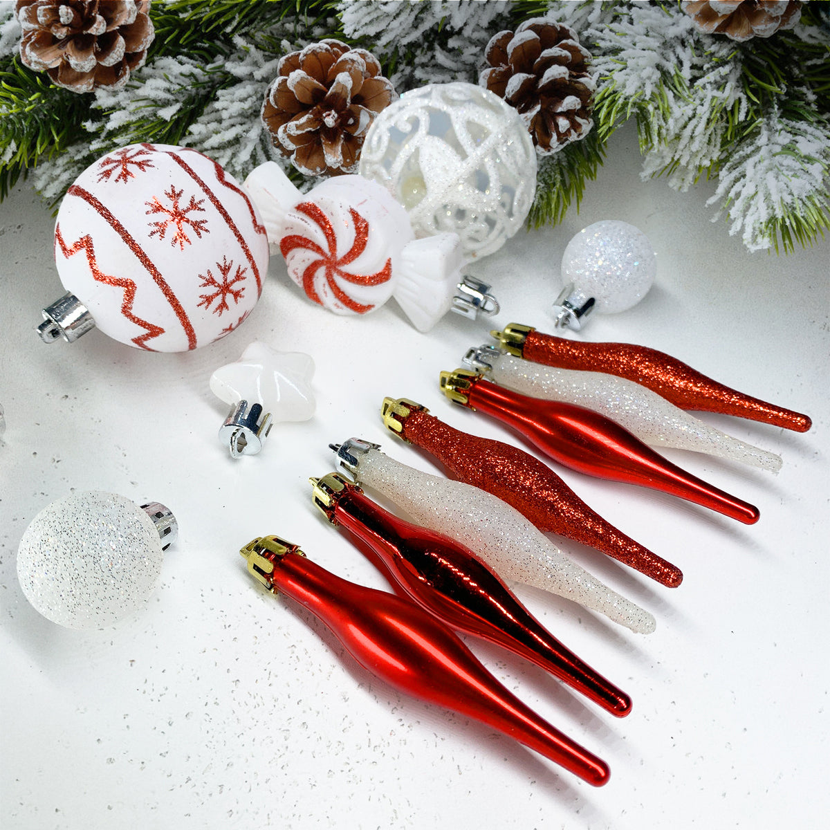 73pc Christmas Ornament Set with Unique Candy Designs