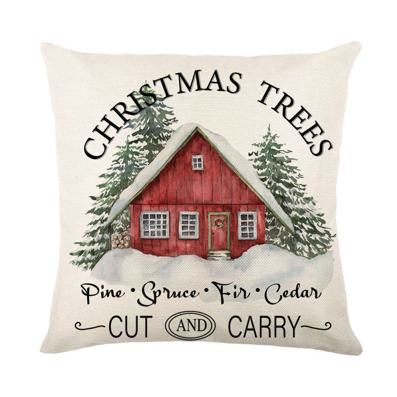 Christmas Tree Elk Print Pillow
