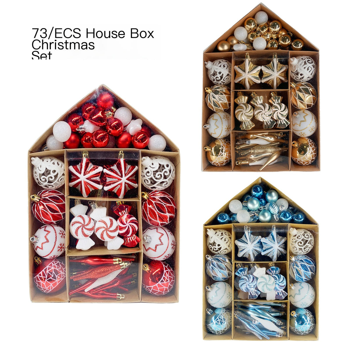 73pc Christmas Ornament Set with Unique Candy Designs