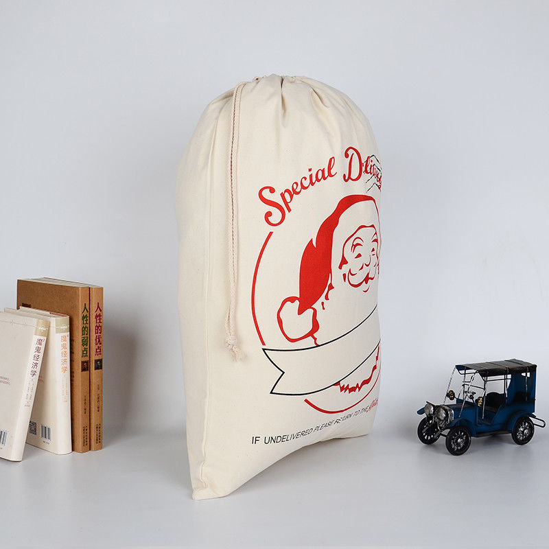 Cotton Eco-Friendly Christmas Gift Bag with Reindeer
