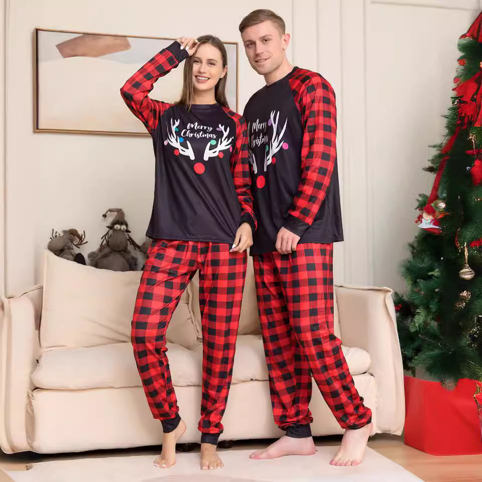 Antler Print Matching Christmas Pajamas